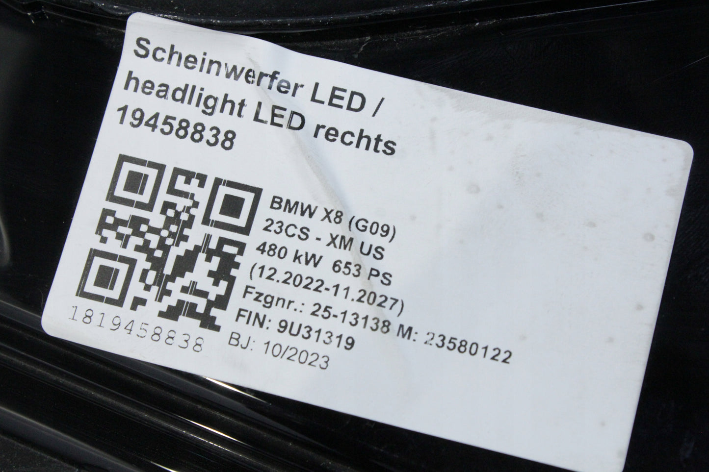 BMW G09 XM Complete LED US Spec, OEM